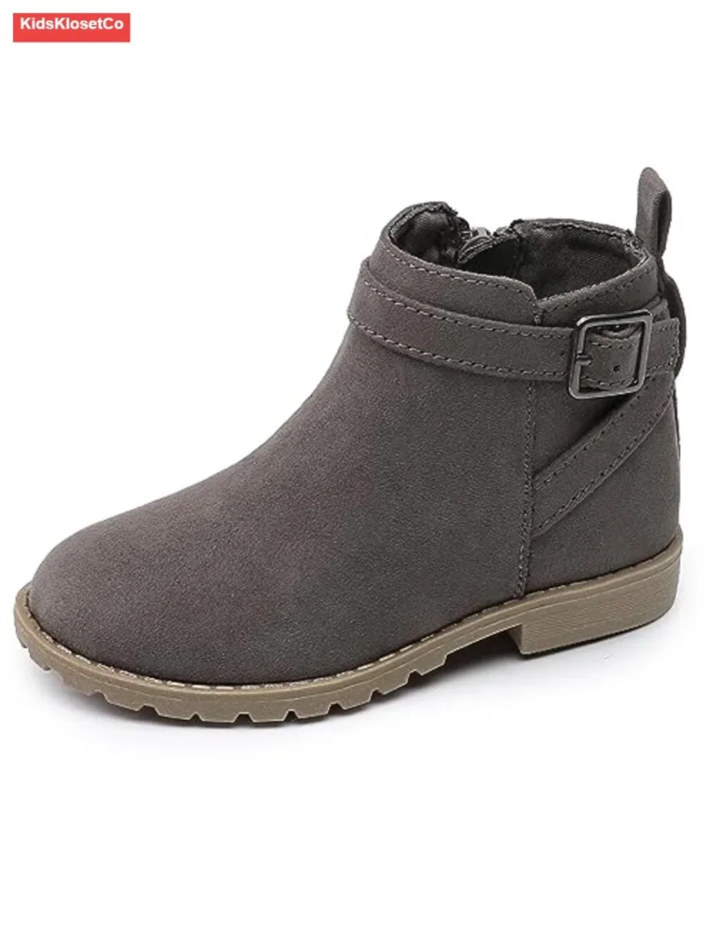 Girls Suede Ankle Boots Side Zipper Low Heel Toddler